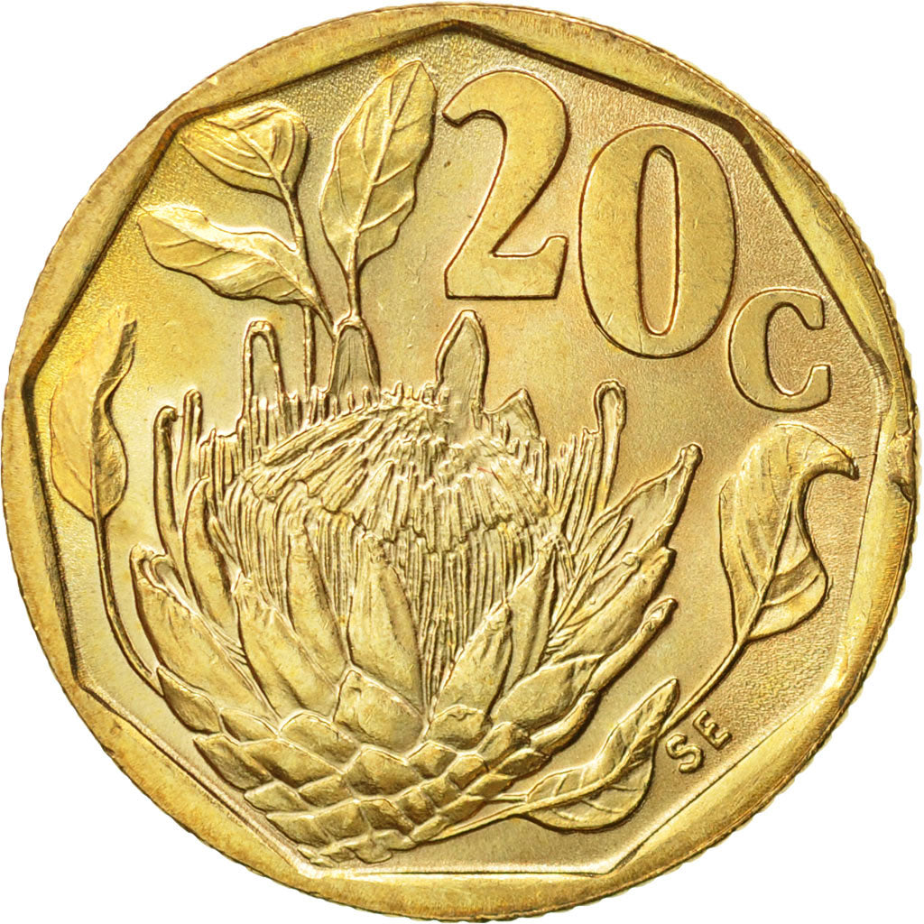 Münze, Südafrika, 20 Cents, 1993, Pretoria, VZ, Bronze Plated Steel, KM:136