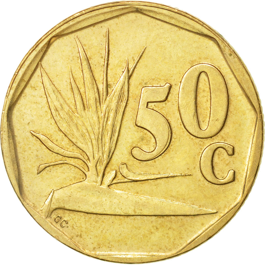 Moneta, Sudafrica, 50 Cents, 1993, Pretoria, BB, Acciaio placcato in bronzo