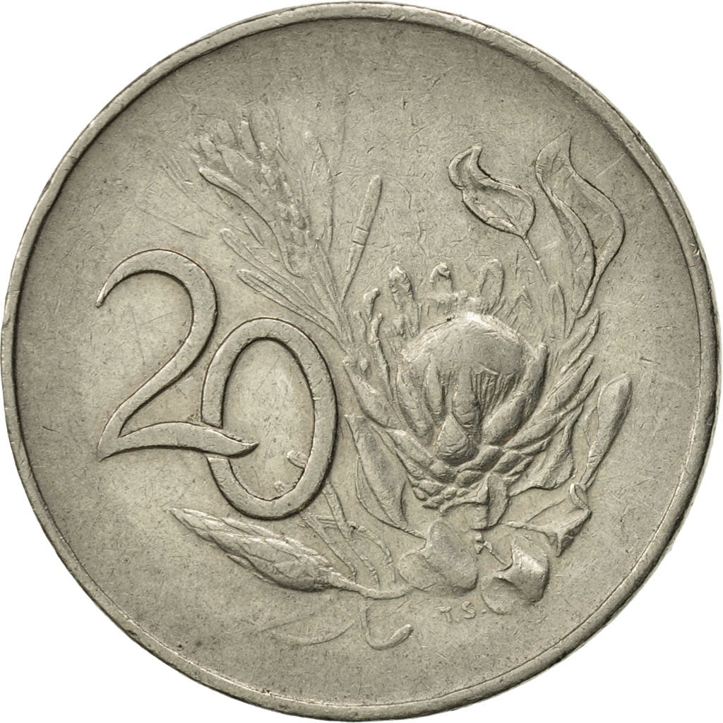 Coin, South Africa, 20 Cents, 1965, EF(40-45), Nickel, KM:69.1