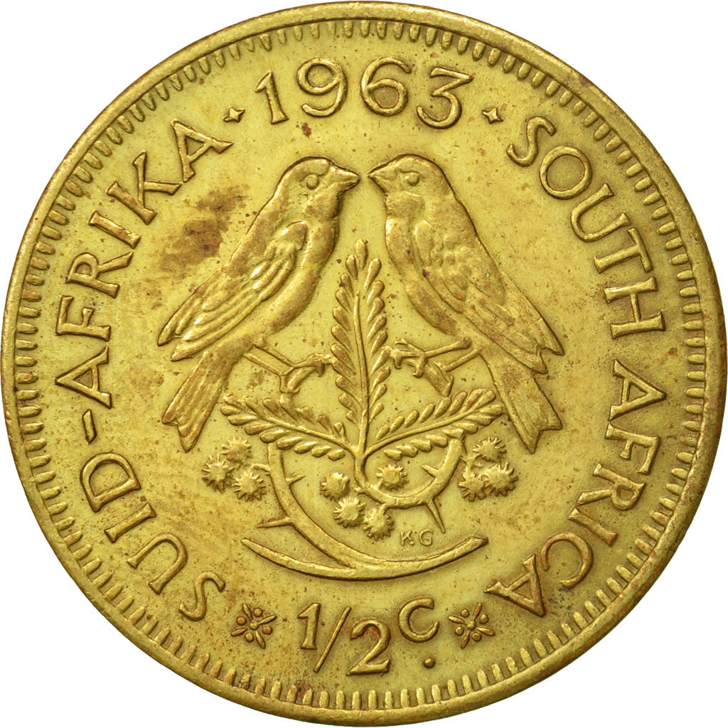 Coin, South Africa, 1/2 Cent, 1963, EF(40-45), Brass, KM:56