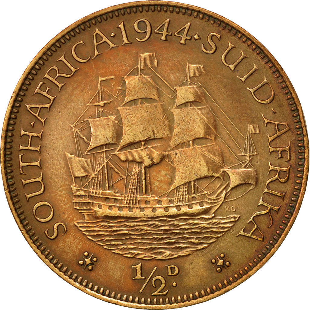 Afrique du Sud, George VI, 1/2 Penny, 1944, TTB, Bronze, KM:24