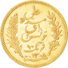 Tunisia, Ali Bey, 10 Francs, 1891, Paris, BB+, Oro, KM:226, Lecompte:404
