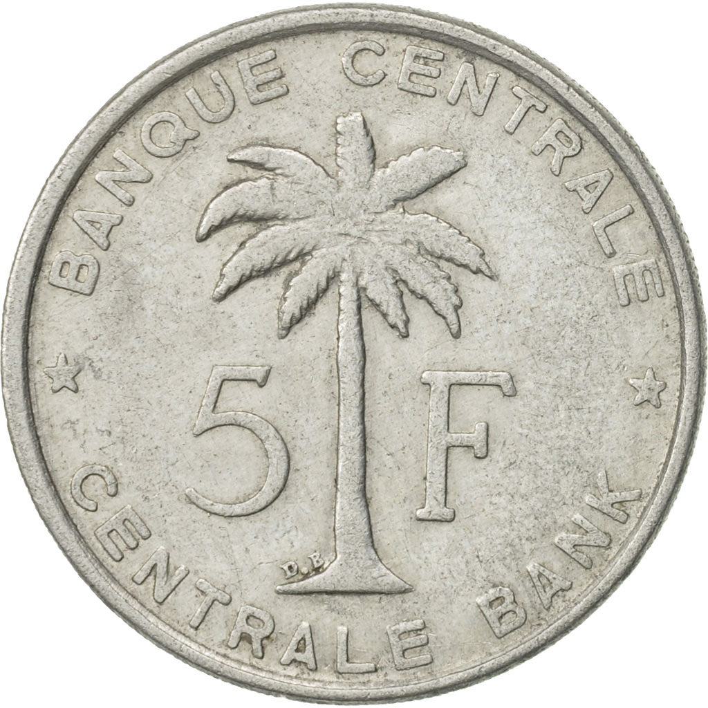 Belgian Congo, RUANDA-URUNDI, 5 Francs, 1958, EF(40-45), Aluminum, KM:3