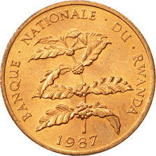 Rwanda, 5 Francs, 1987, British Royal Mint, AU(55-58), Bronze, KM:13