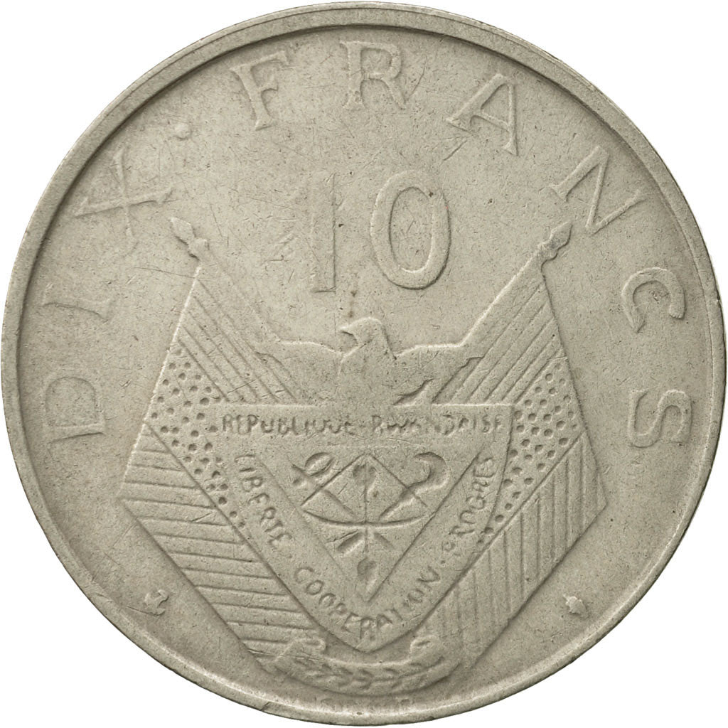 Rwanda, 10 Francs, 1964, EF(40-45), Copper-nickel, KM:7