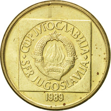 Yugoslavia, 20 Dinara, 1989, AU(55-58), Brass, KM:132
