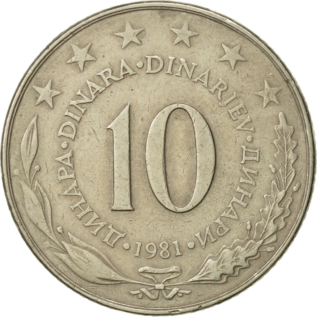 Coin, Yugoslavia, 10 Dinara, 1981, EF(40-45), Copper-nickel, KM:62