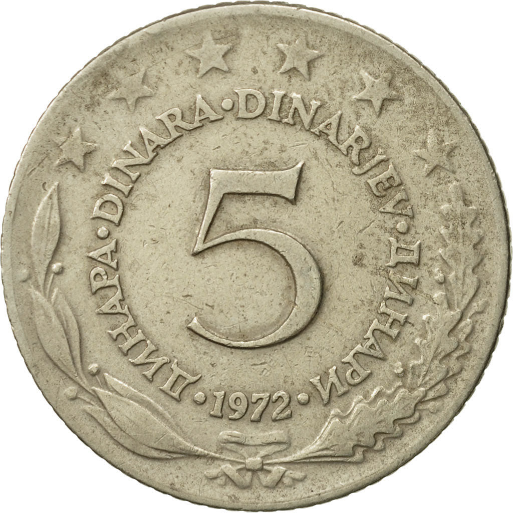 Moneta, Iugoslavia, 5 Dinara, 1972, BB, Rame-nichel-zinco, KM:58