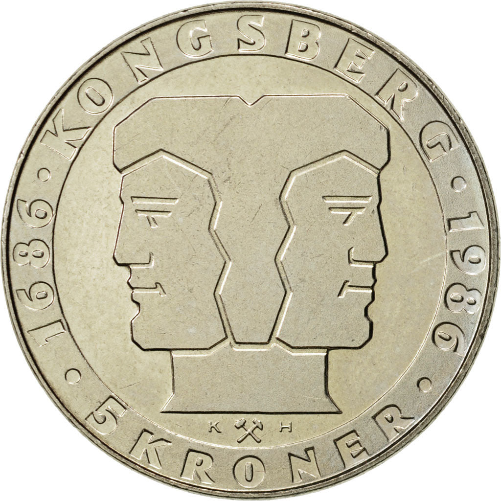 Norway, Olav V, 5 Kroner, 1986, MS(60-62), Copper-nickel, KM:428