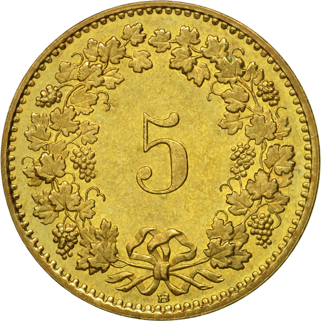 Moneta, Szwajcaria, 5 Rappen, 1986, Bern, MS(60-62), Aluminium-Brąz, KM:26c