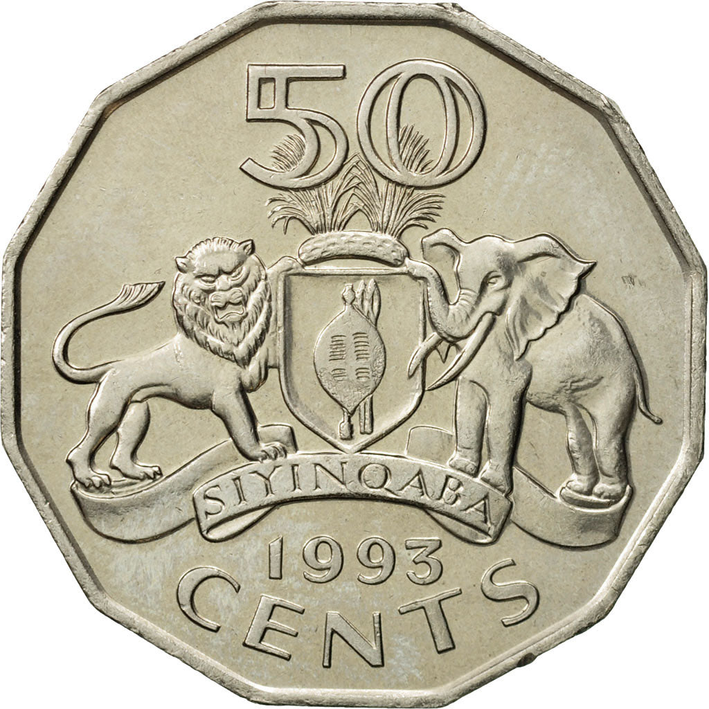 Swaziland, King Msawati III, 50 Cents, 1993, British Royal Mint, SUP