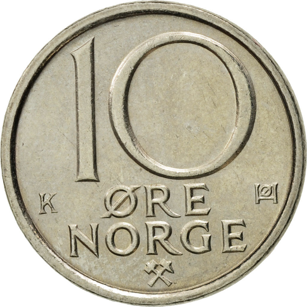 Coin, Norway, Olav V, 10 Öre, 1988, AU(55-58), Copper-nickel, KM:416