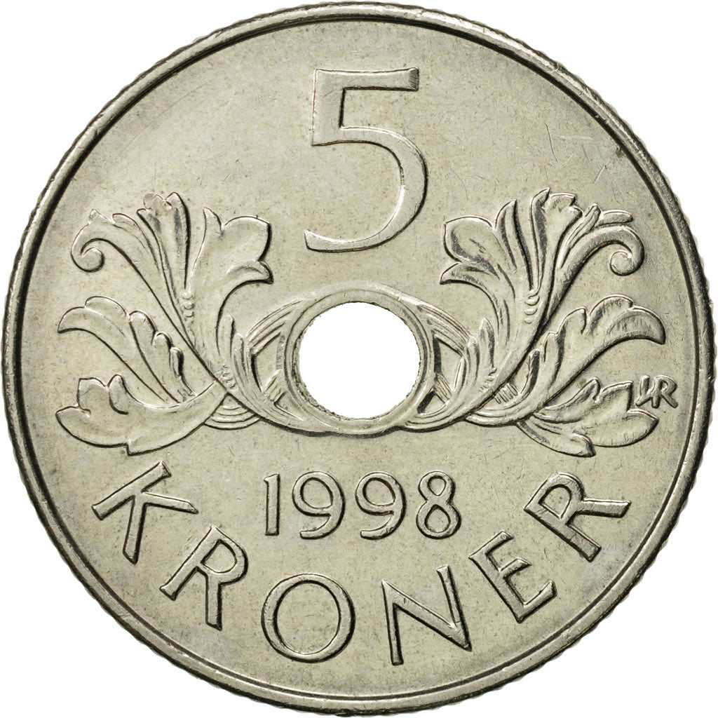 Norway, Harald V, 5 Kroner, 1998, AU(55-58), Copper-nickel, KM:463