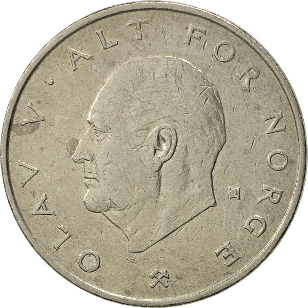 Moneda, Noruega, Olav V, Krone, 1976, MBC, Cobre - níquel, KM:419