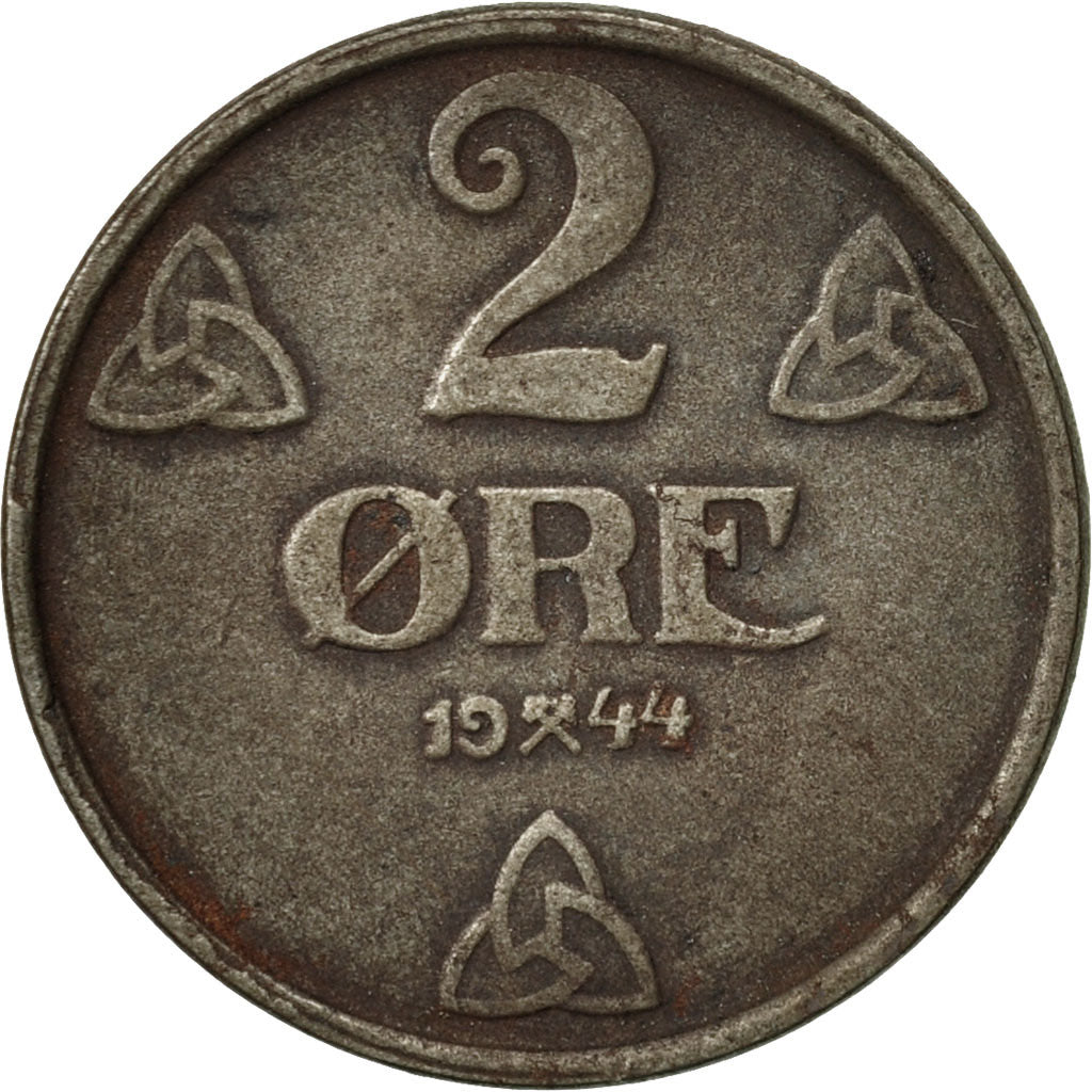 Norway, Haakon VII, 2 Öre, 1944, EF(40-45), Iron, KM:394