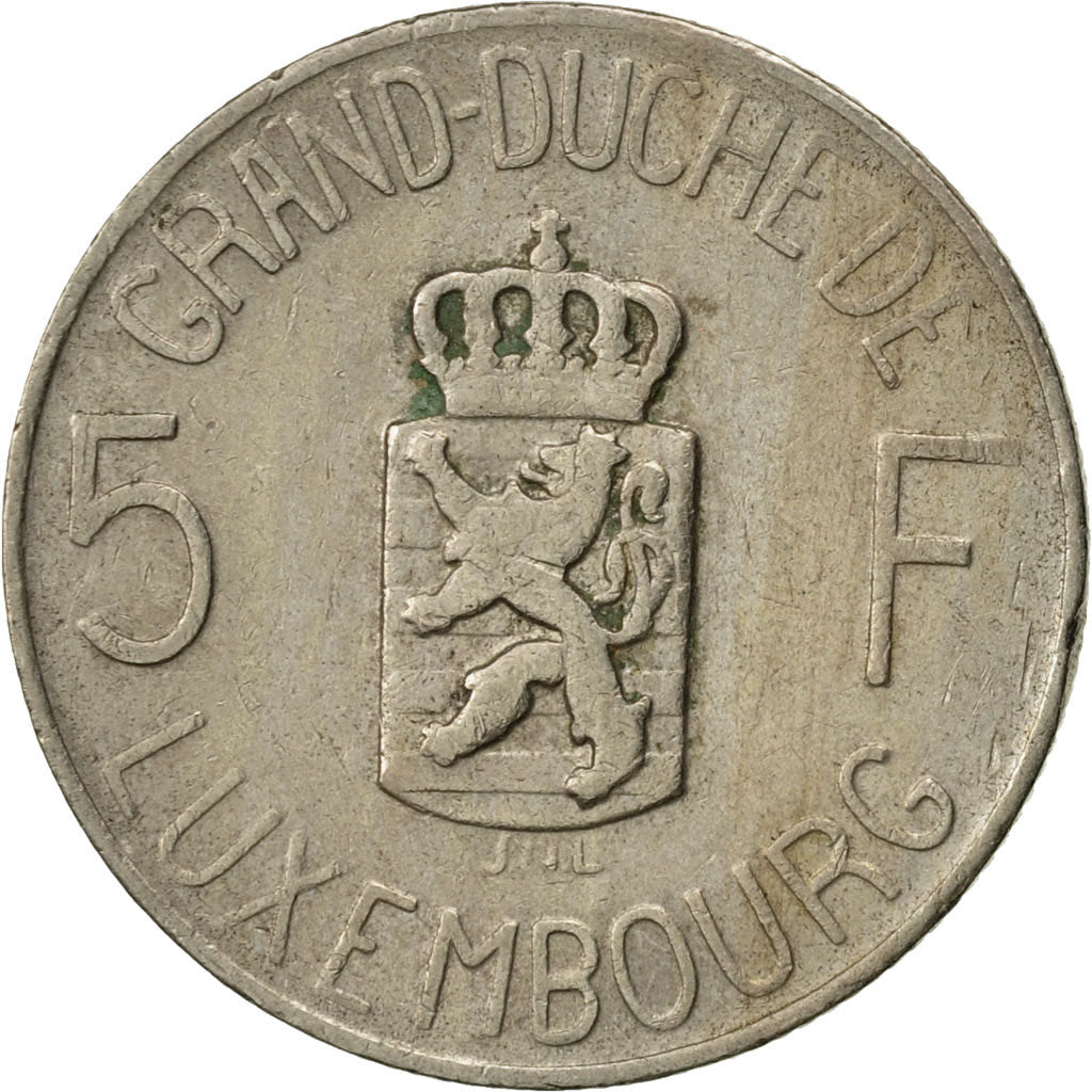 Munten, Luxemburg, Charlotte, 5 Francs, 1962, ZF, Copper-nickel, KM:51