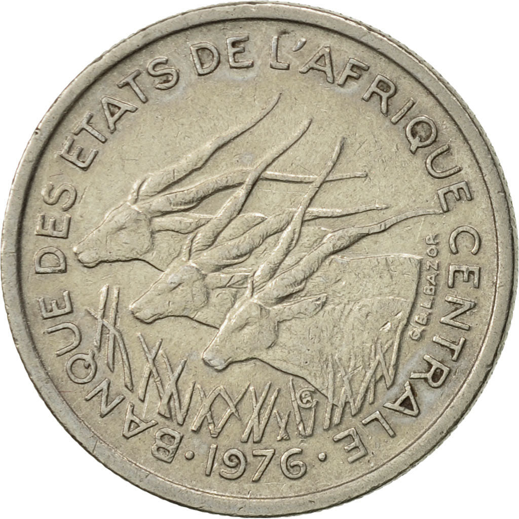 Coin, Central African States, 50 Francs, 1976, Paris, AU(55-58), Nickel, KM:11