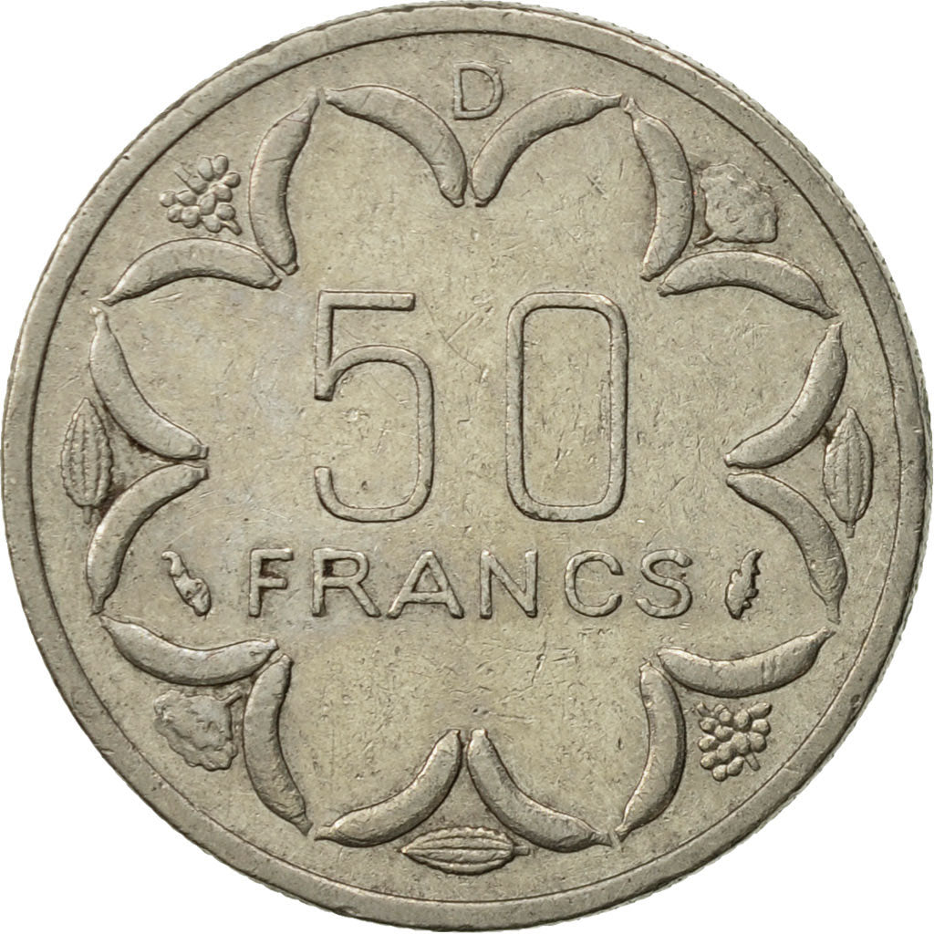Coin, Central African States, 50 Francs, 1976, Paris, AU(55-58), Nickel, KM:11