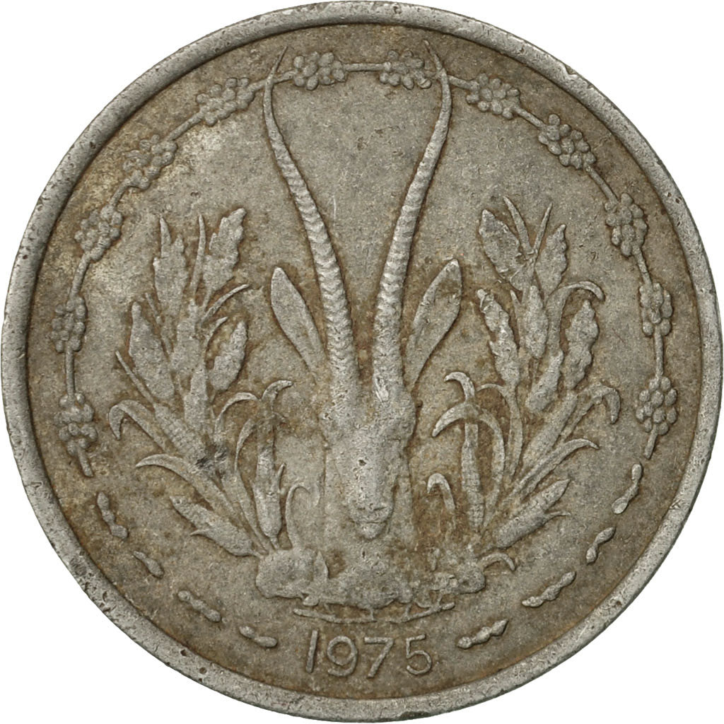 Coin, West African States, Franc, 1975, Paris, VF(20-25), Aluminum, KM:3.1