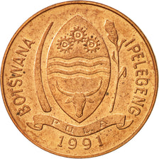 Botswana, 5 Thebe, 1991, AU(55-58), Copper Plated Steel, KM:4a.1