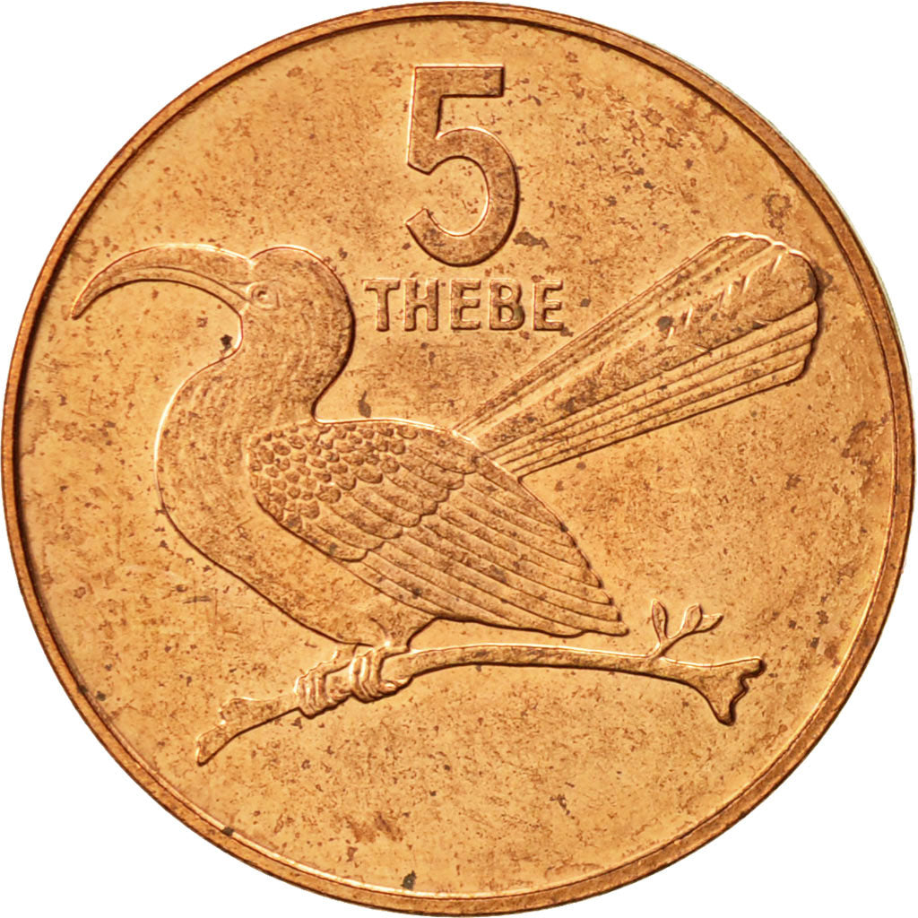 Botswana, 5 Thebe, 1991, AU(55-58), Copper Plated Steel, KM:4a.1