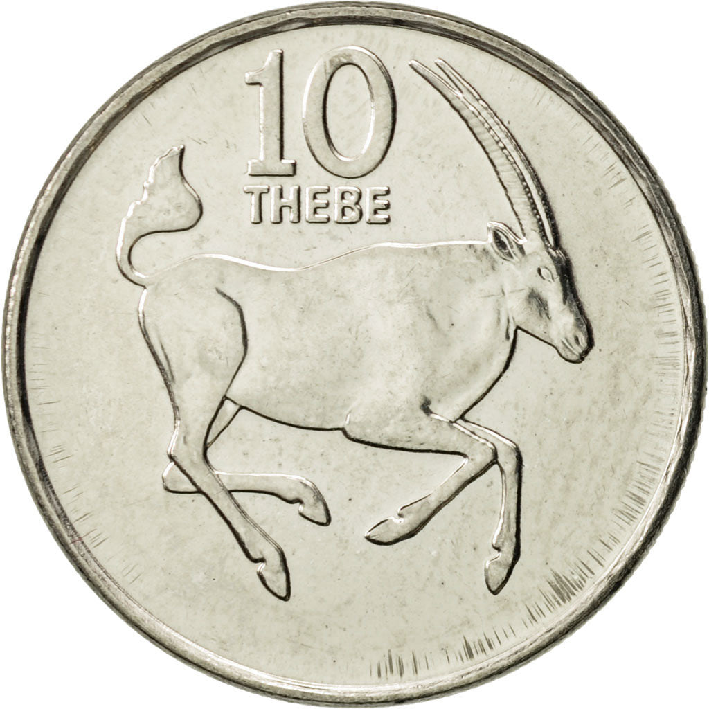 Botswana, 10 Thebe, 1991, AU(55-58), Nickel plated steel, KM:5a