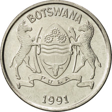 Coin, Botswana, 25 Thebe, 1991, AU(55-58), Nickel plated steel, KM:6a
