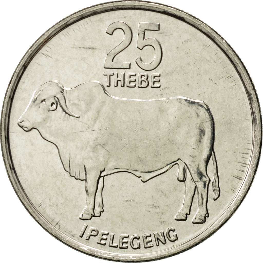 Coin, Botswana, 25 Thebe, 1991, AU(55-58), Nickel plated steel, KM:6a