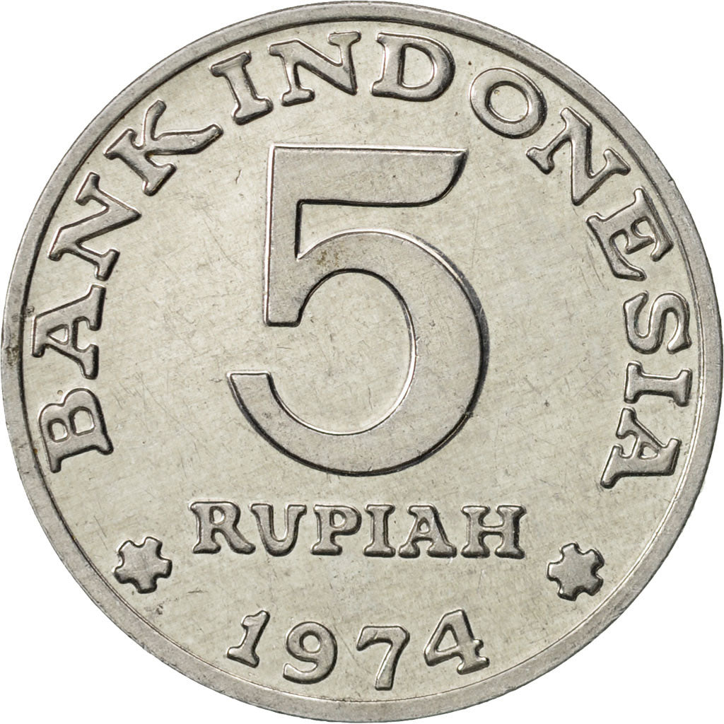 Münze, Indonesien, 5 Rupiah, 1974, VZ, Aluminium, KM:37
