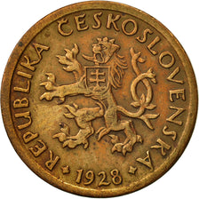 Tschechoslowakei, 10 Haleru, 1928, SS, Bronze, KM:3