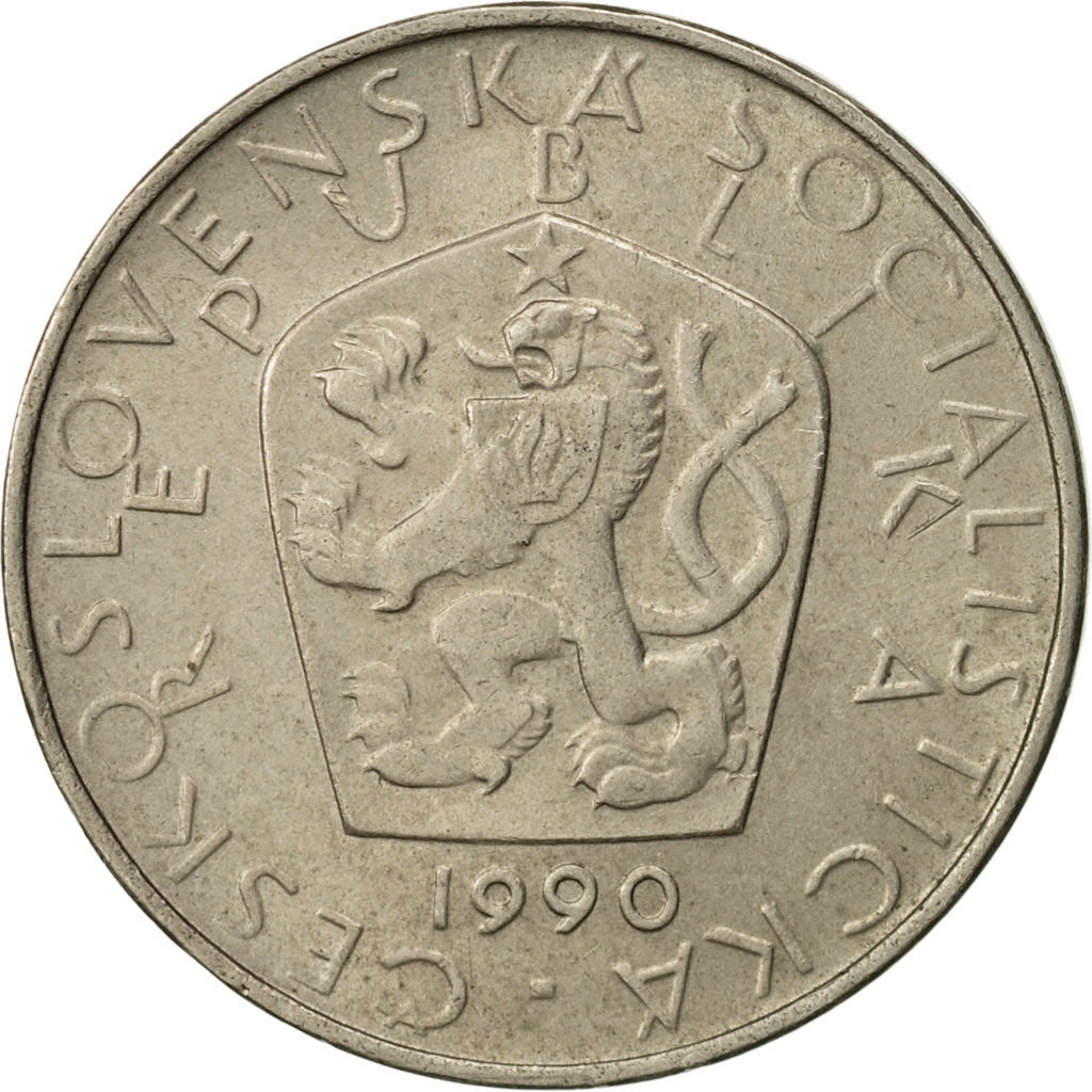 Coin, Czechoslovakia, 5 Korun, 1990, AU(50-53), Copper-nickel, KM:60