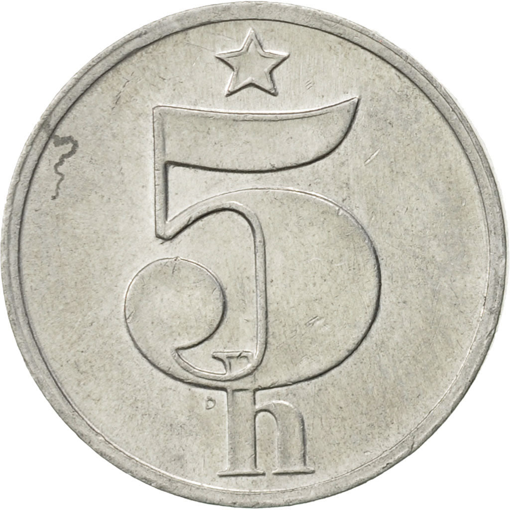 Münze, Tschechoslowakei, 5 Haleru, 1977, VZ, Aluminium, KM:86