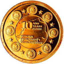 Vatican, Medal, 10 ans de l'Euro, Politics, Society, War, 2009, MS(65-70), Gold