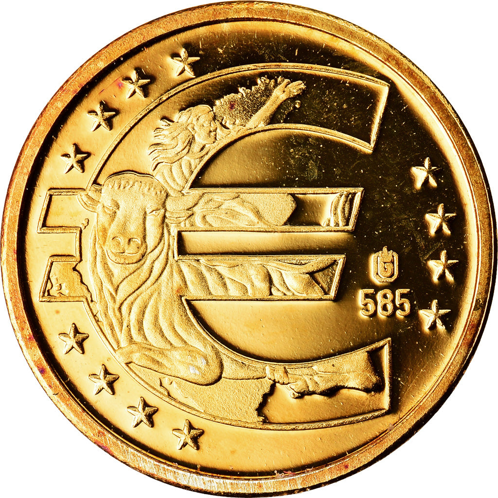 Vatican, Medal, 10 ans de l'Euro, Politics, Society, War, 2009, MS(65-70), Gold