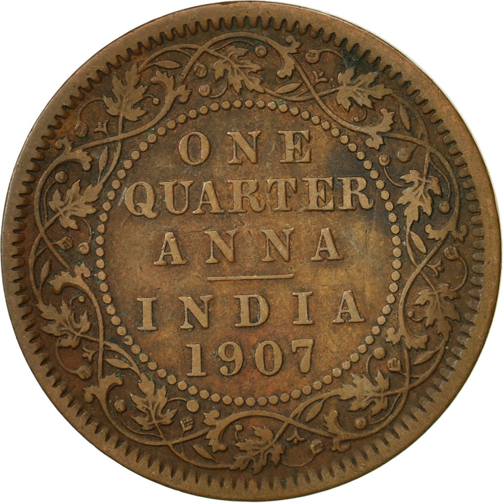 INDIA-BRITISH, Edward VII, 1/4 Anna, 1907, Calcutta, EF(40-45), Bronze, KM:502
