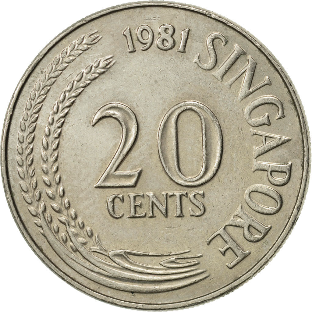 Coin, Singapore, 20 Cents, 1981, Singapore Mint, AU(55-58), Copper-nickel, KM:4