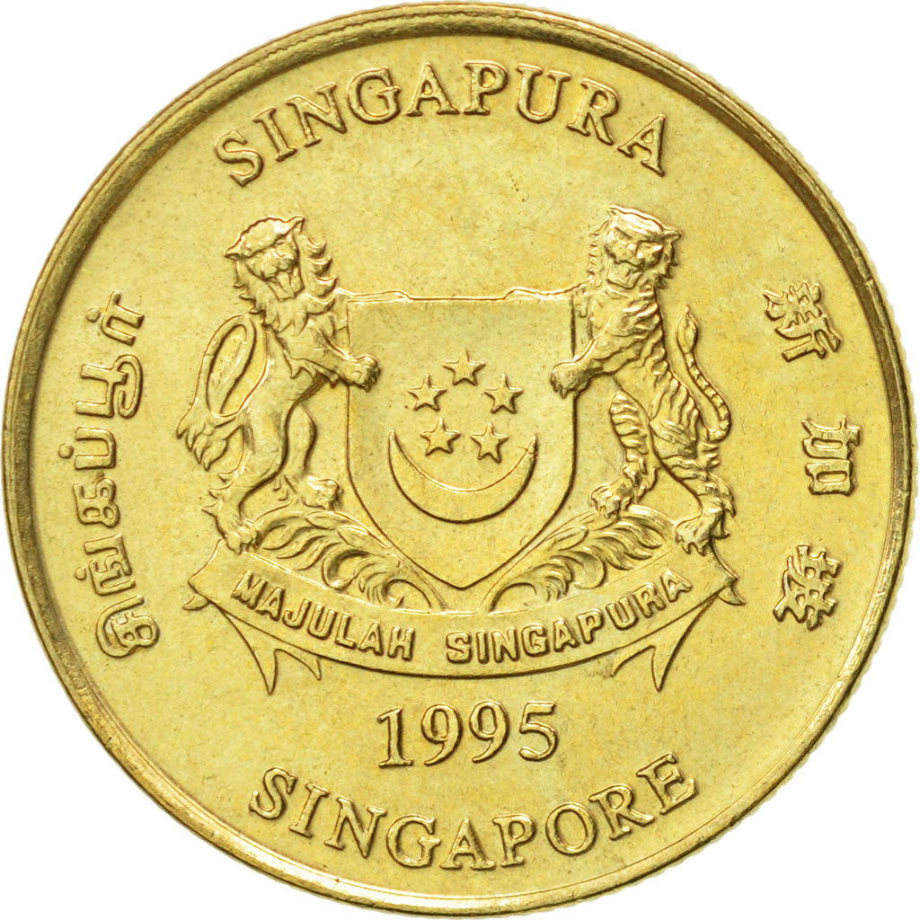 Münze, Singapur, 5 Cents, 1995, Singapore Mint, VZ, Aluminum-Bronze, KM:99