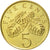 Moneta, Singapur, 5 Cents, 1995, Singapore Mint, AU(55-58), Aluminium-Brąz