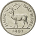 Coin, Mauritius, 1/2 Rupee, 1987, AU(55-58), Nickel plated steel, KM:54
