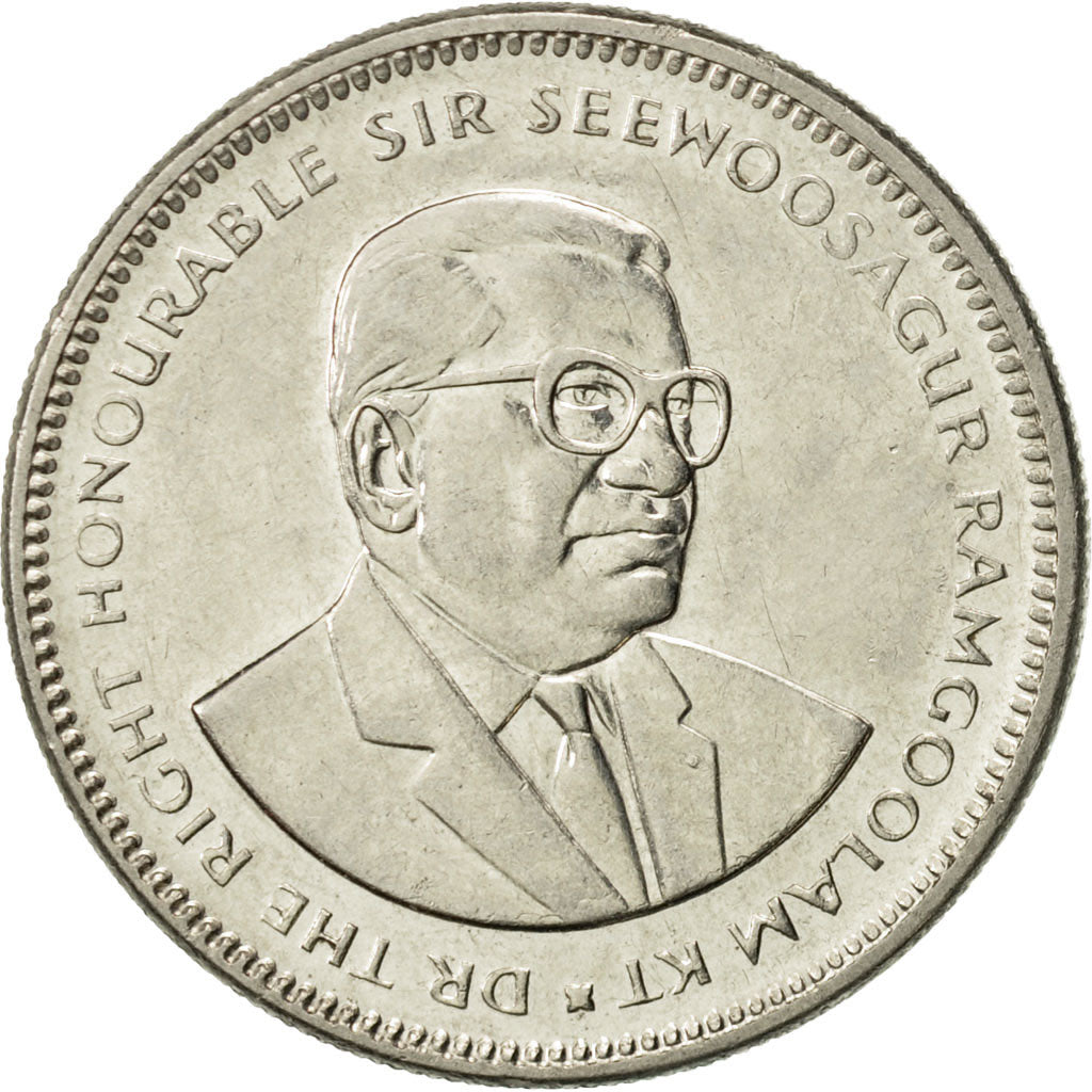 Coin, Mauritius, 1/2 Rupee, 1987, AU(55-58), Nickel plated steel, KM:54