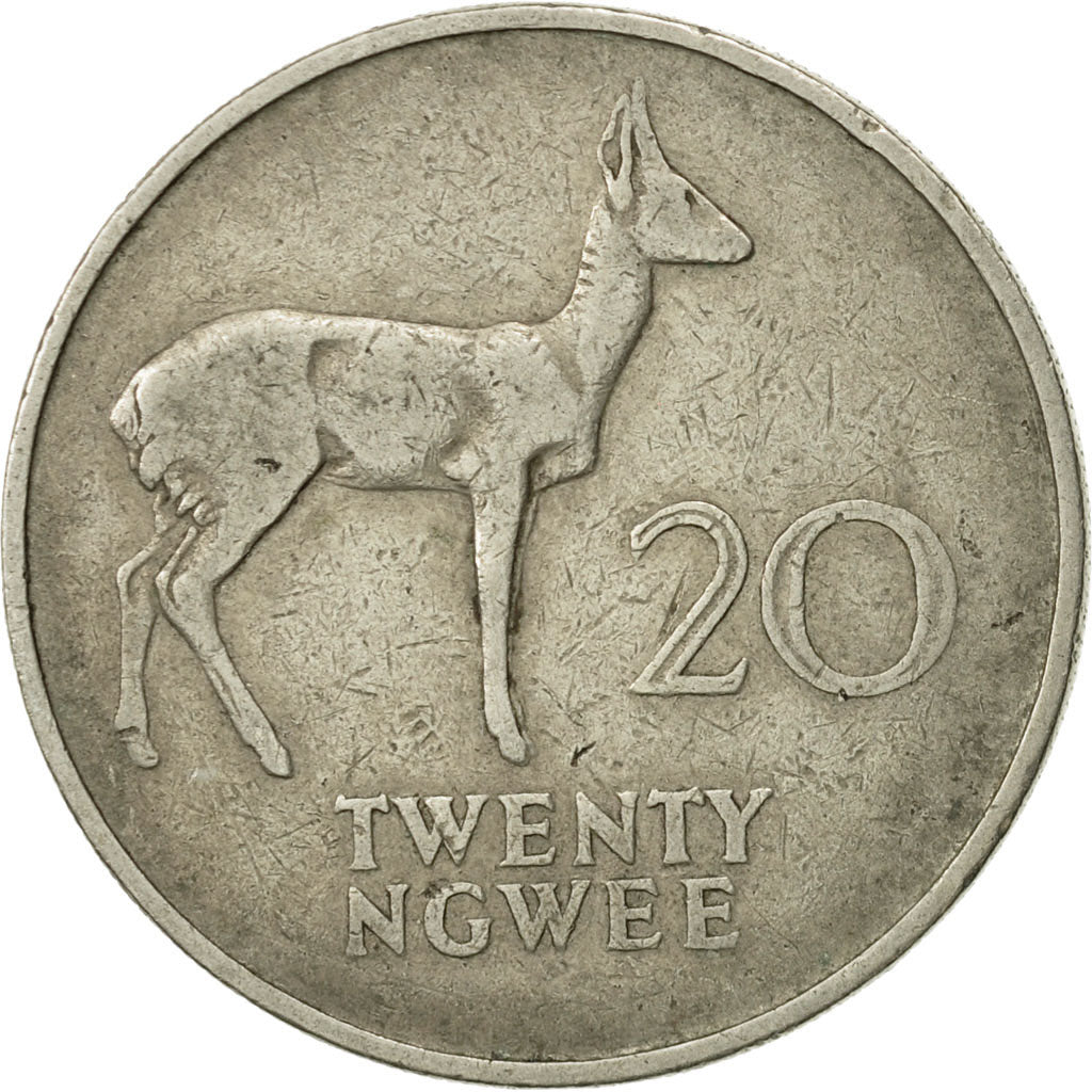 Moneta, Zambia, 20 Ngwee, 1968, British Royal Mint, BB, Rame-nichel, KM:13