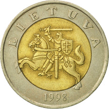 Lithuania, 5 Litai, 1998, AU(50-53), Bi-Metallic, KM:113