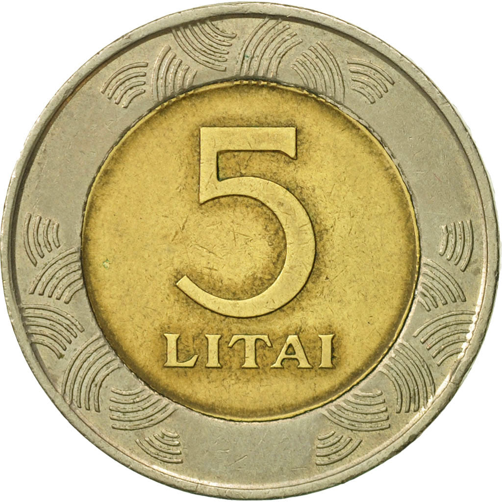 Lithuania, 5 Litai, 1998, AU(50-53), Bi-Metallic, KM:113