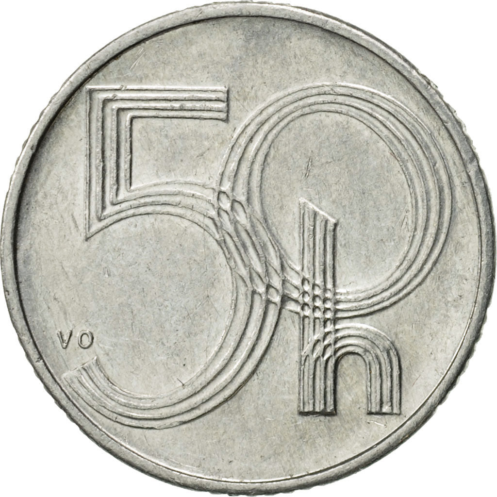 Münze, Tschechische Republik, 50 Haleru, 1993, VZ, Aluminium, KM:3.1