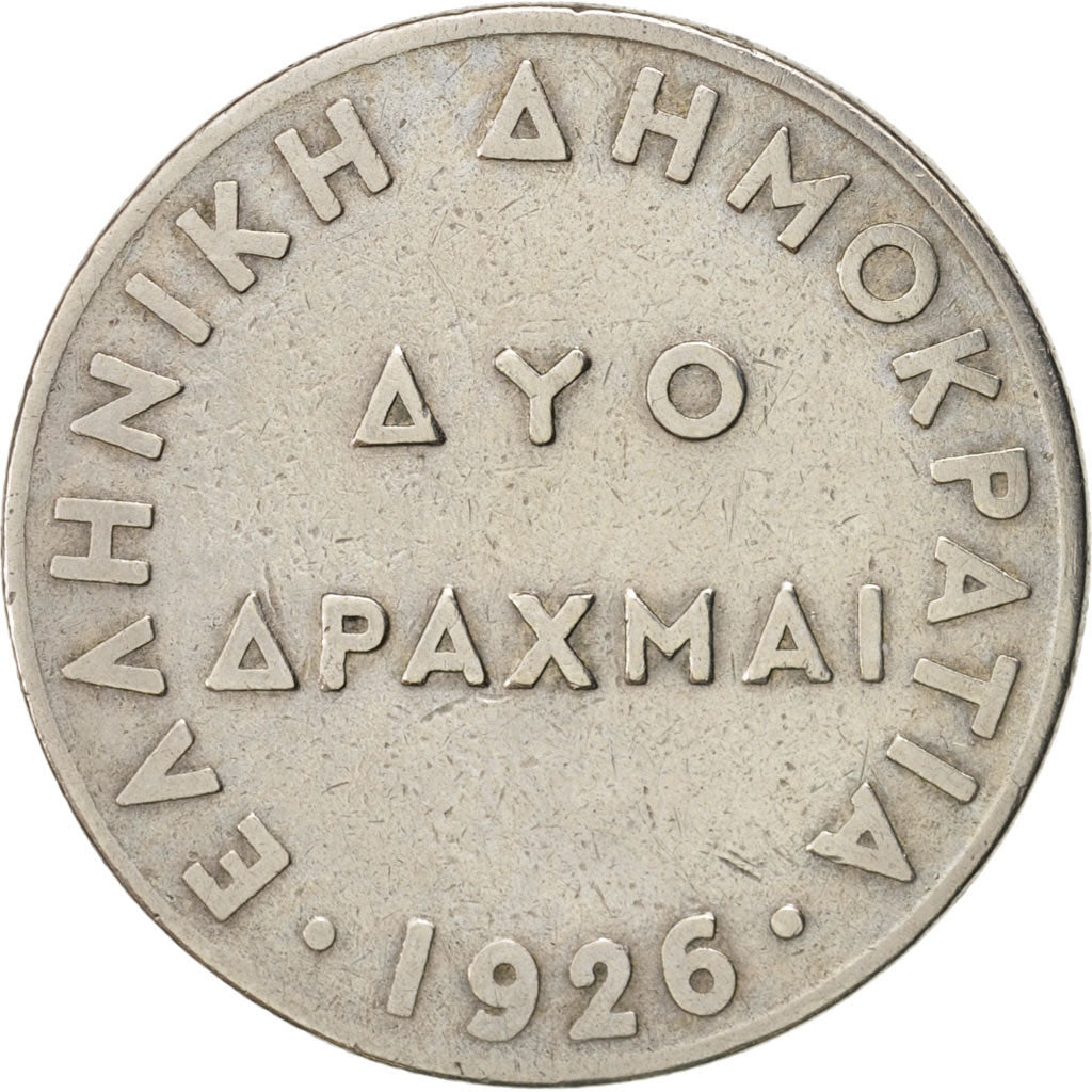 Münze, Griechenland, 2 Drachmai, 1926, S+, Copper-nickel, KM:70