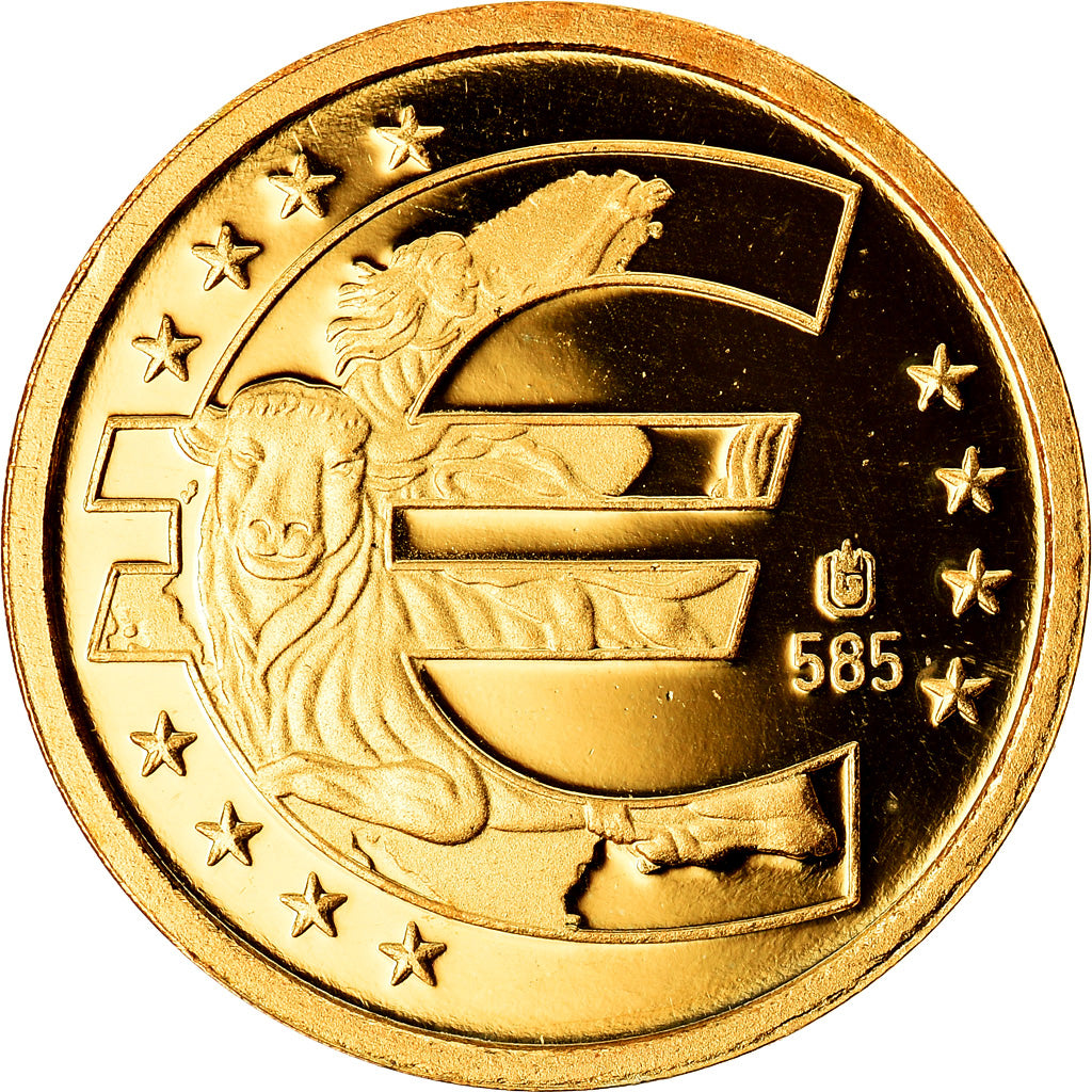 Monaco, Medal, 10 ans de l'Euro, 2009, MS(65-70), Gold