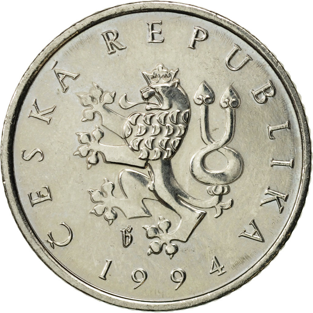 Münze, Tschechische Republik, Koruna, 1994, VZ, Nickel plated steel, KM:7