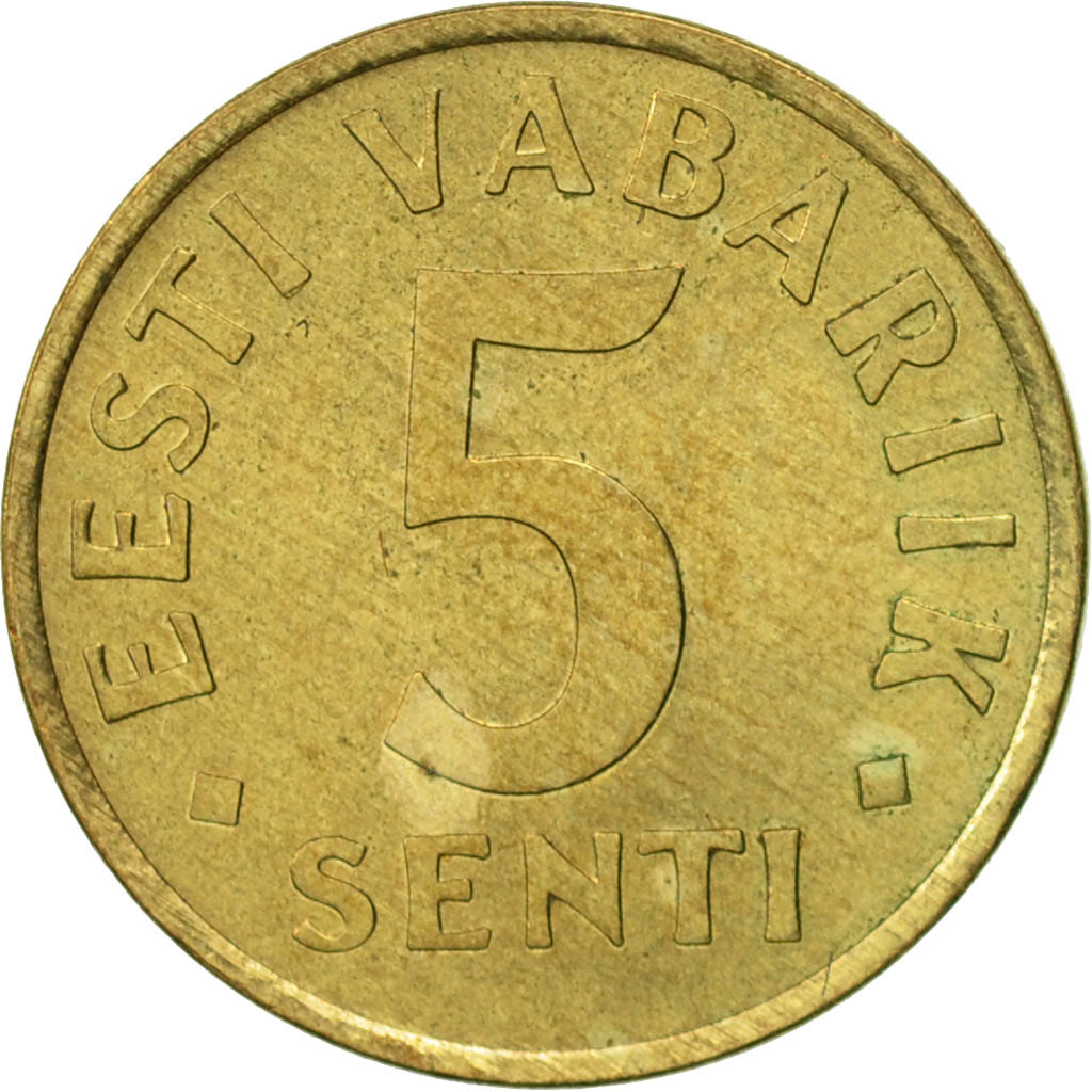 Coin, Estonia, 5 Senti, 1991, AU(50-53), Aluminum-Bronze, KM:21
