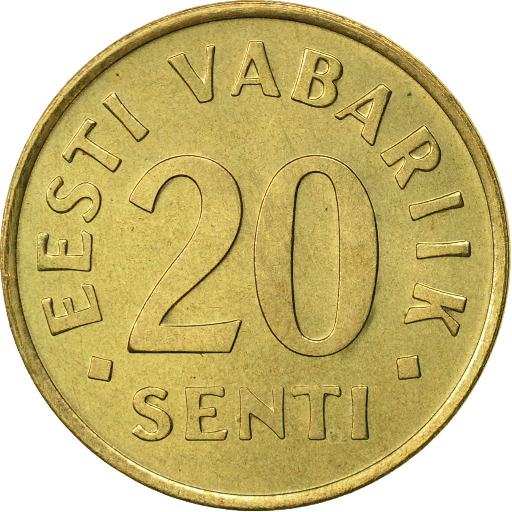 Moneda, Estonia, 20 Senti, 1996, MBC+, Aluminio - bronce, KM:23
