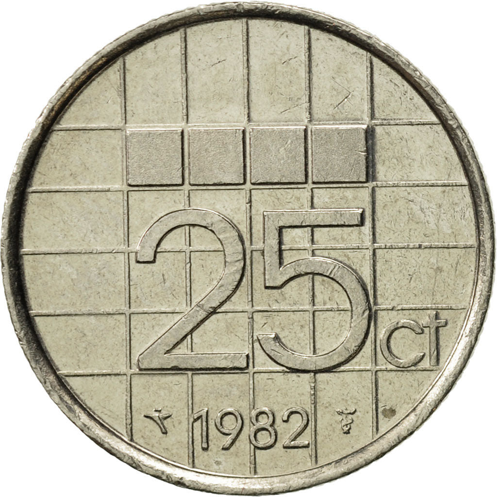 Munten, Nederland, Beatrix, 25 Cents, 1982, PR, Nickel, KM:204